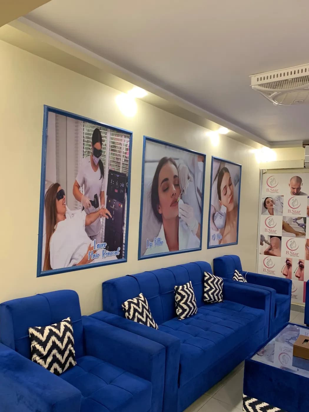 Seating in the B.Star Aesthetic Clinic lounge